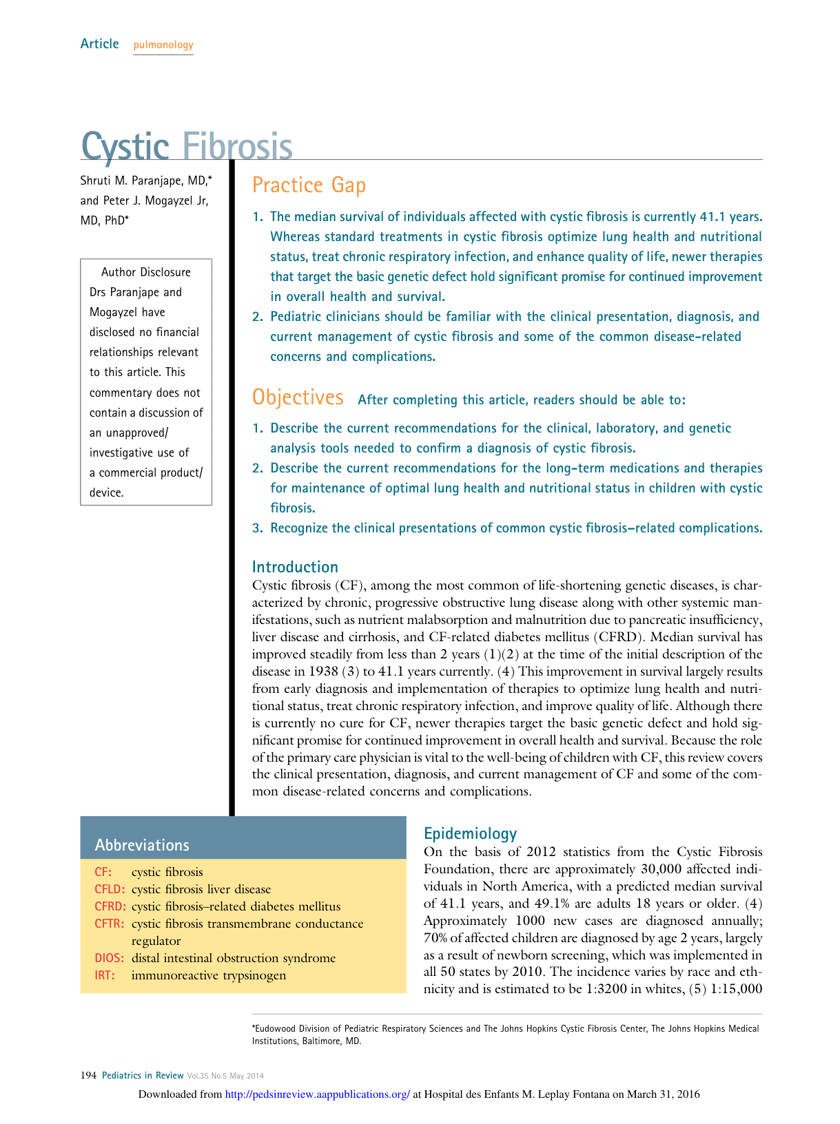 cystic fibrosis ped in review 2014 full -2 page 1