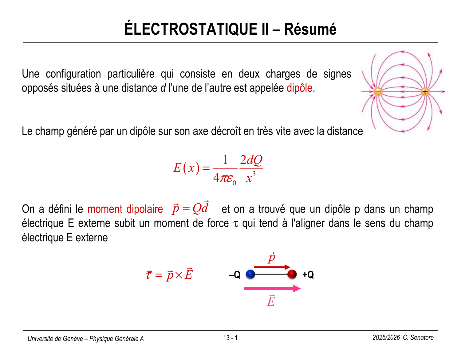 13 Électrostatique III et Électrocinétique I page 1