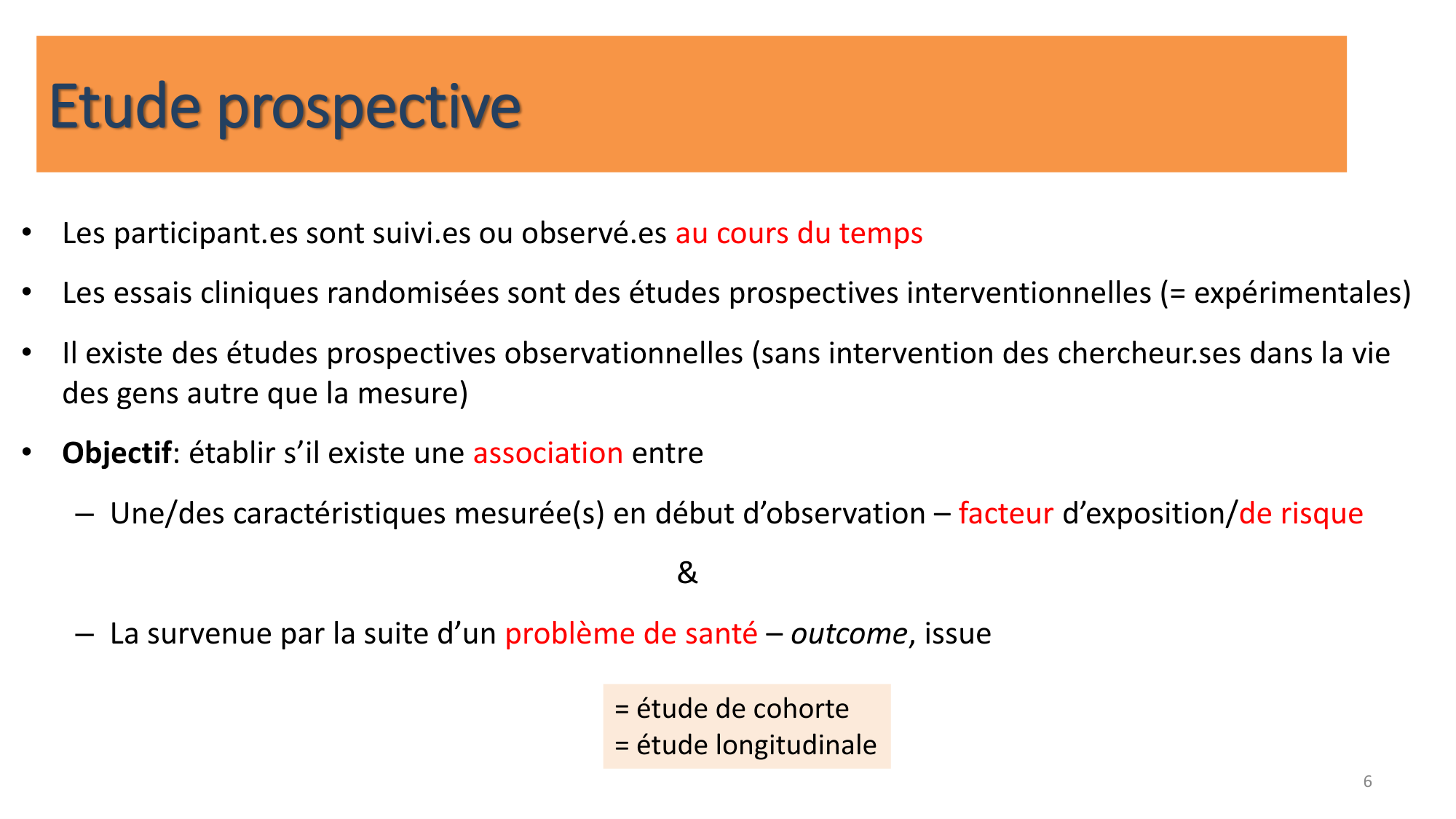 Statistiques pour médecins 10 études prospectives page 6