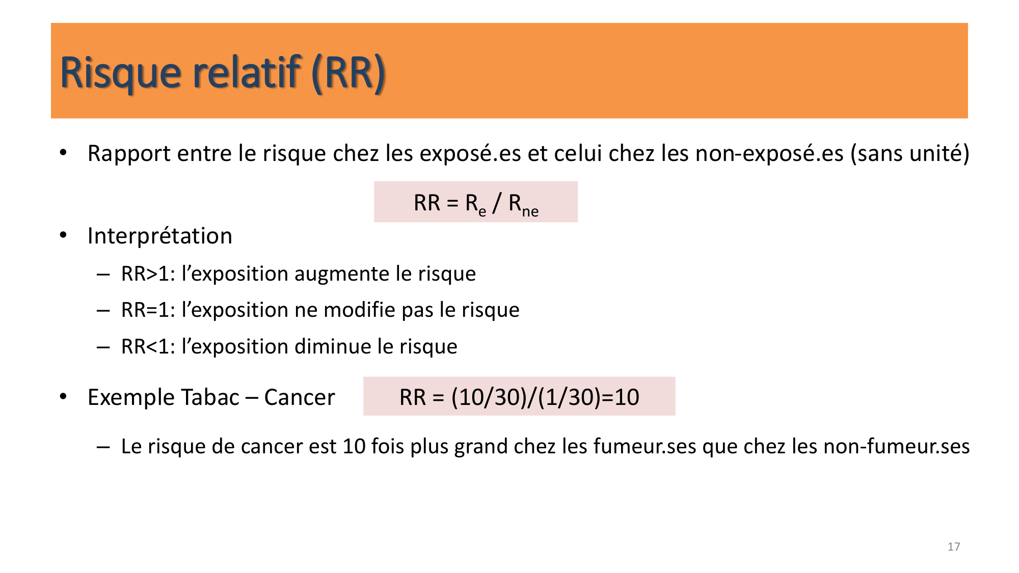 Statistiques pour médecins 10 études prospectives page 17