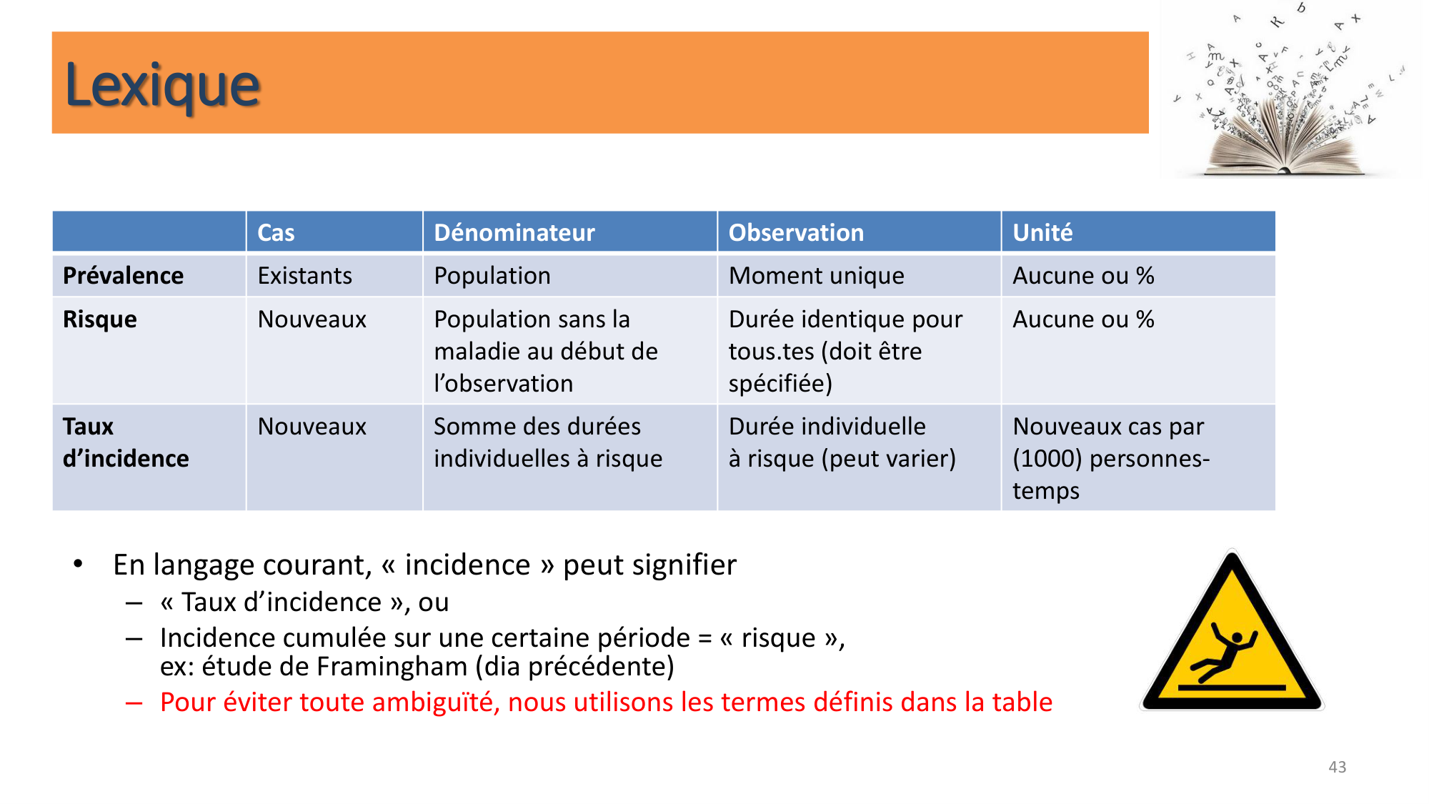 Statistiques pour médecins 10 études prospectives page 43