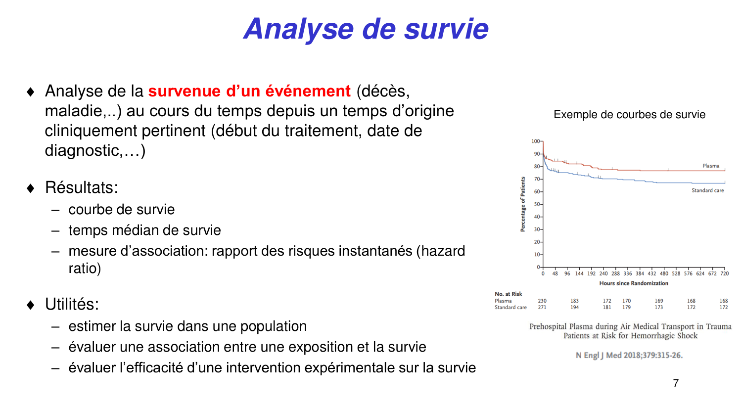 Statistiques pour médecins 11 survie page 7