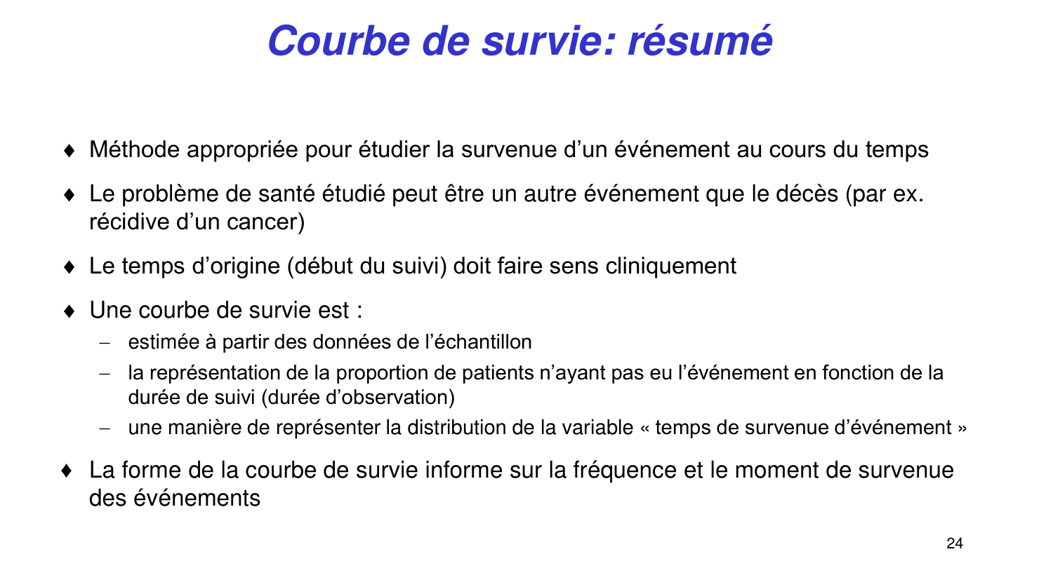 Statistiques pour médecins 11 survie page 24
