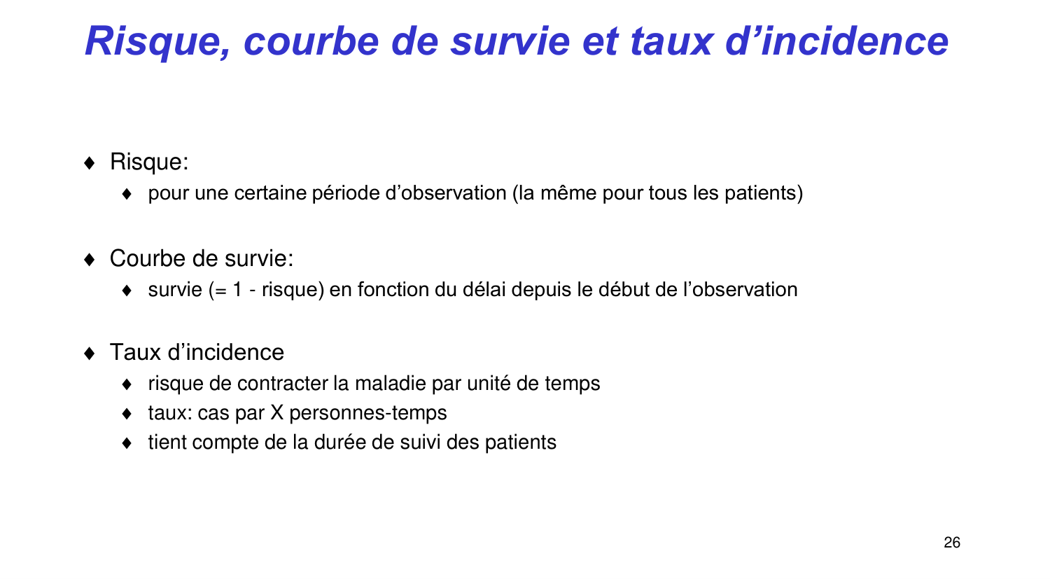 Statistiques pour médecins 11 survie page 26