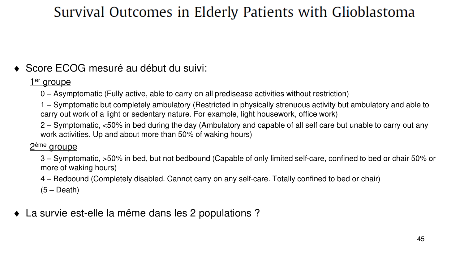 Statistiques pour médecins 11 survie page 45