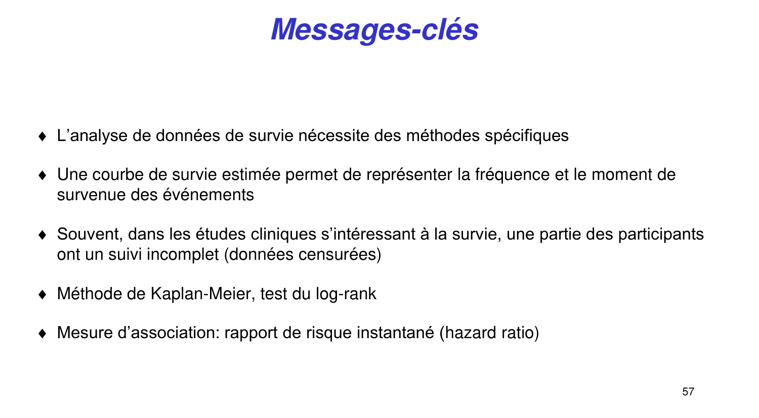 Statistiques pour médecins 11 survie page 57