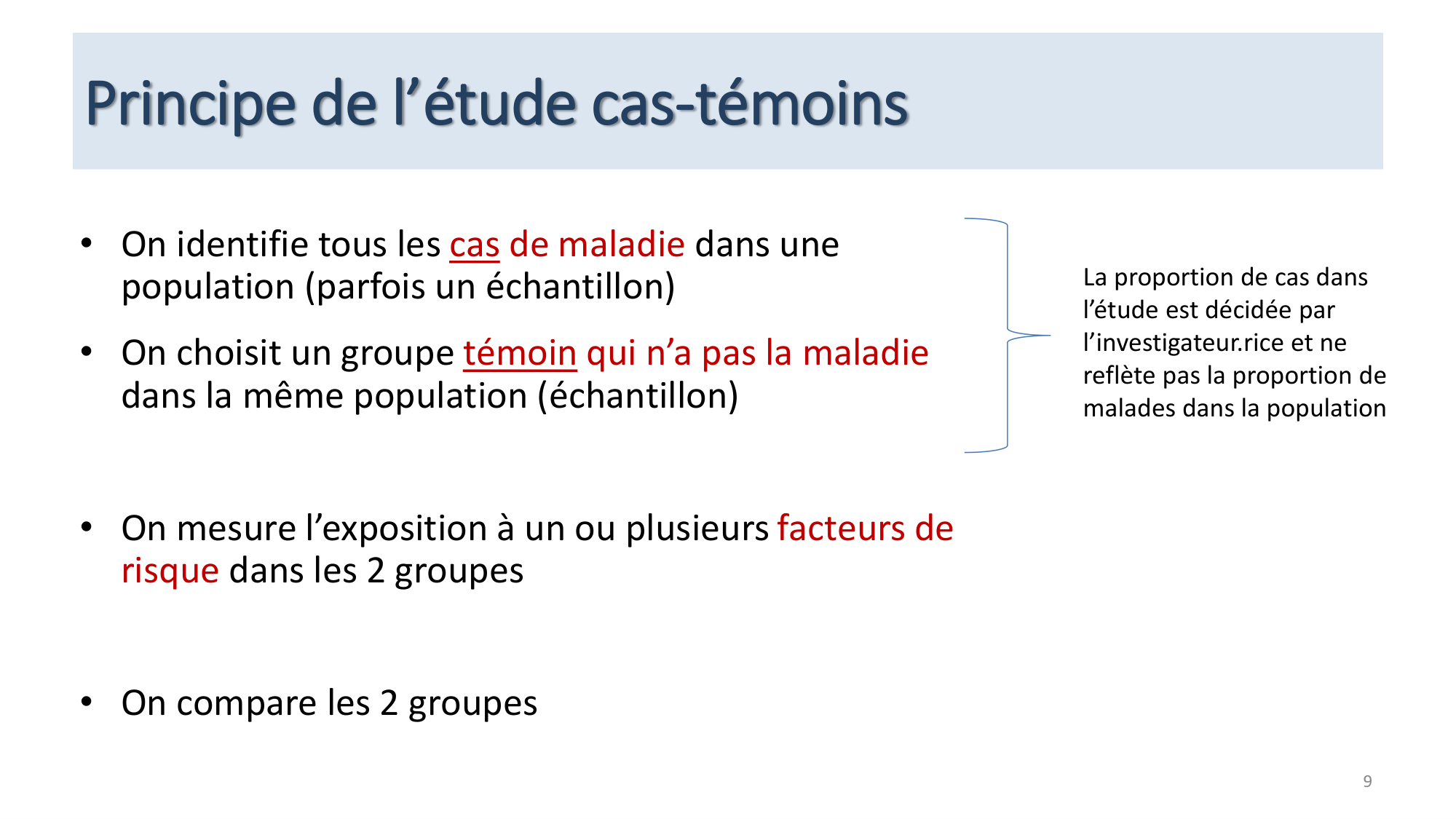 Statistiques pour médecins 12 cas témoins page 9