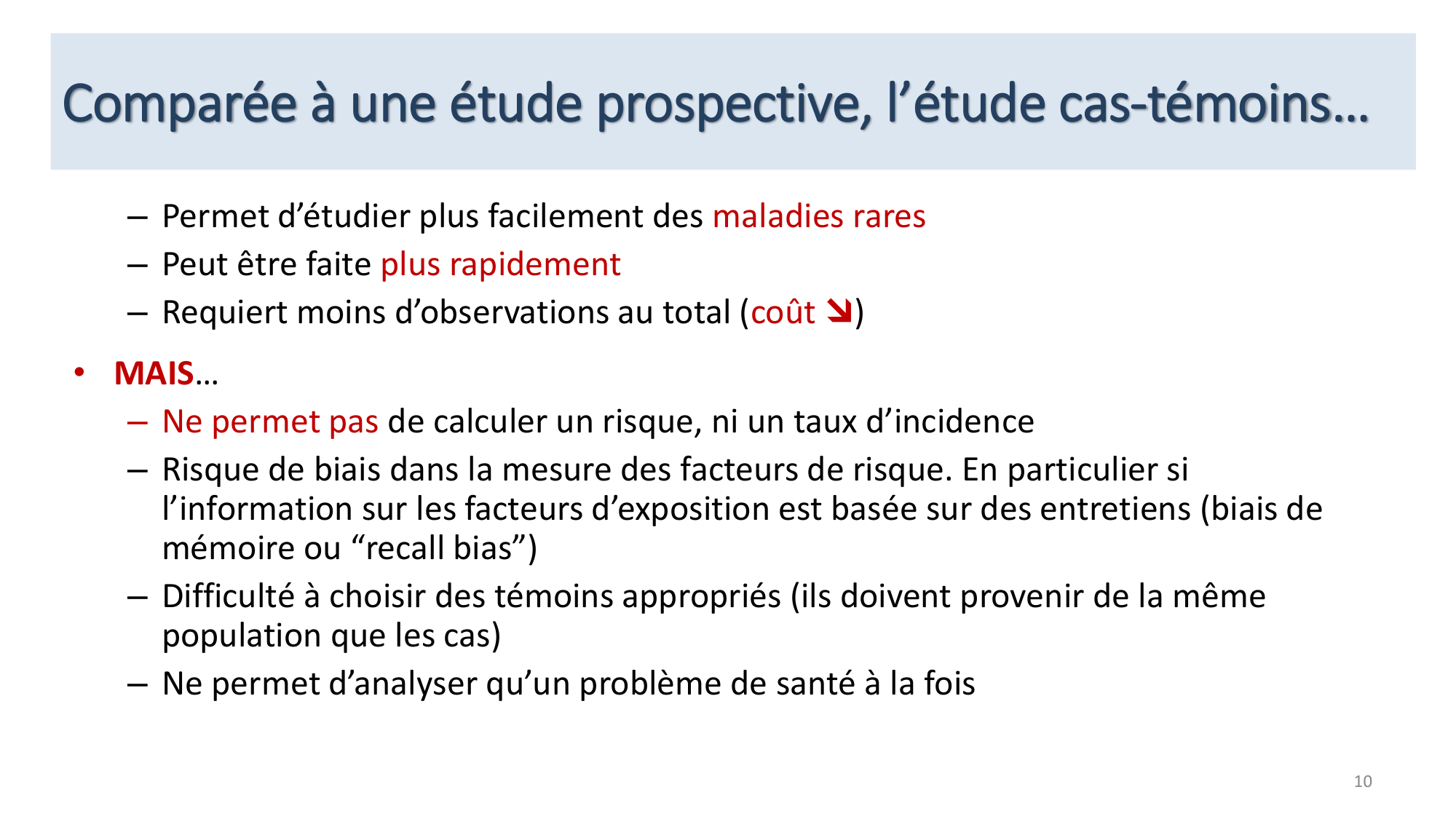 Statistiques pour médecins 12 cas témoins page 10