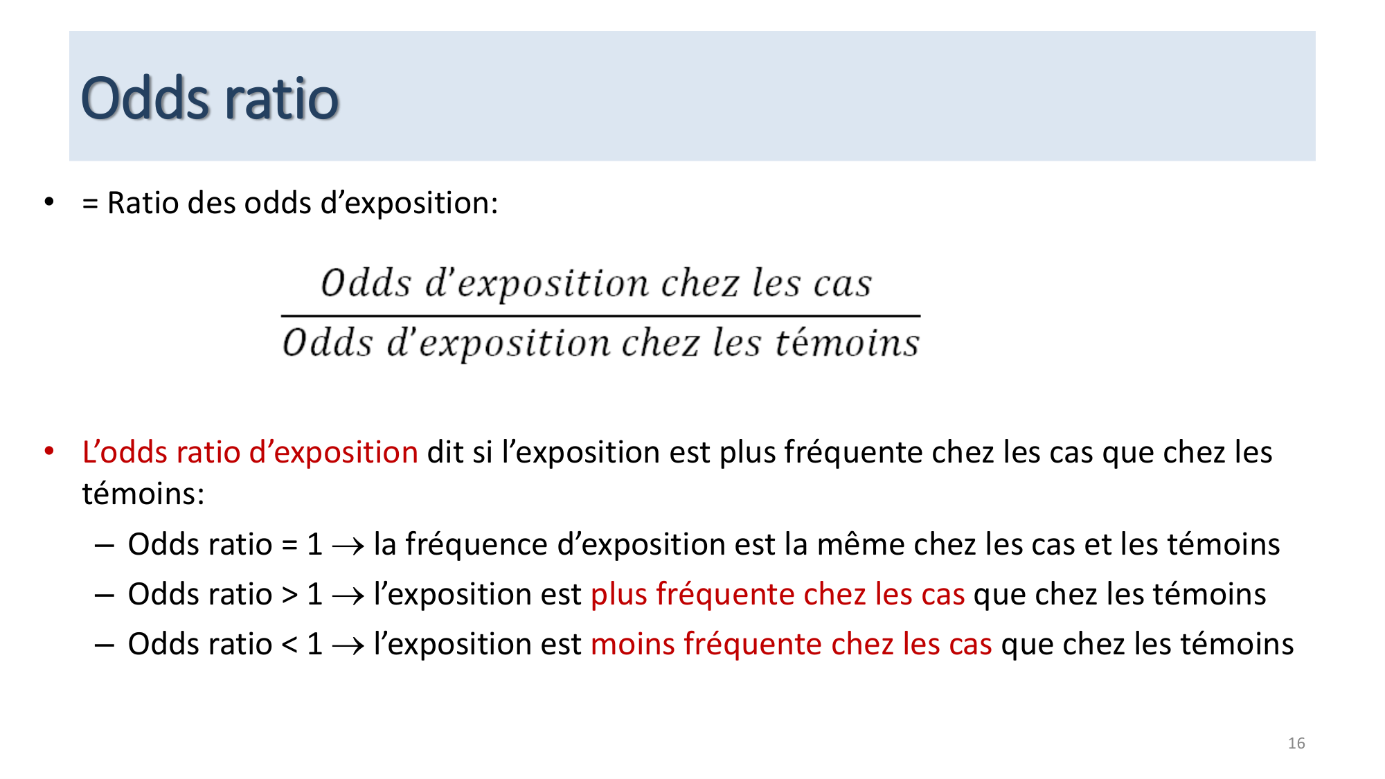 Statistiques pour médecins 12 cas témoins page 16