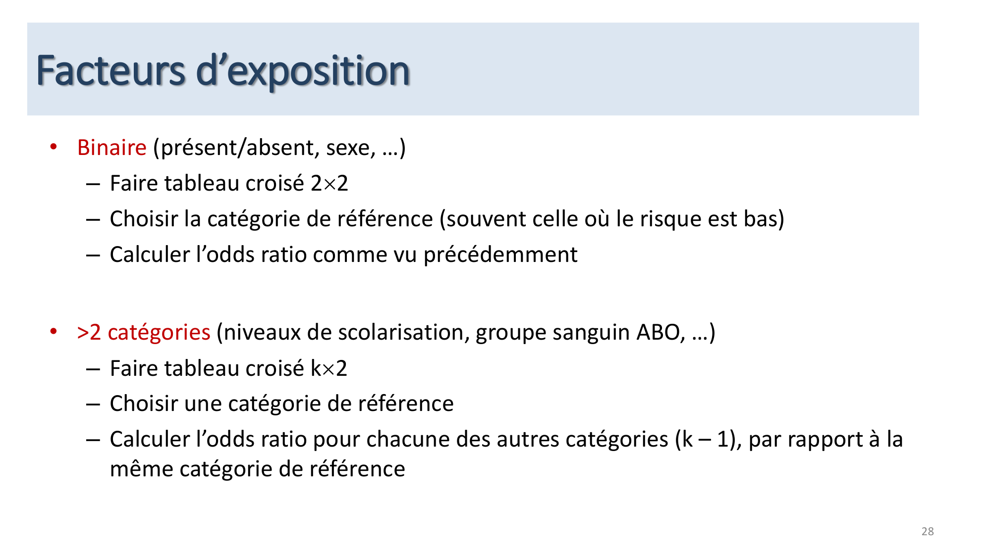 Statistiques pour médecins 12 cas témoins page 28
