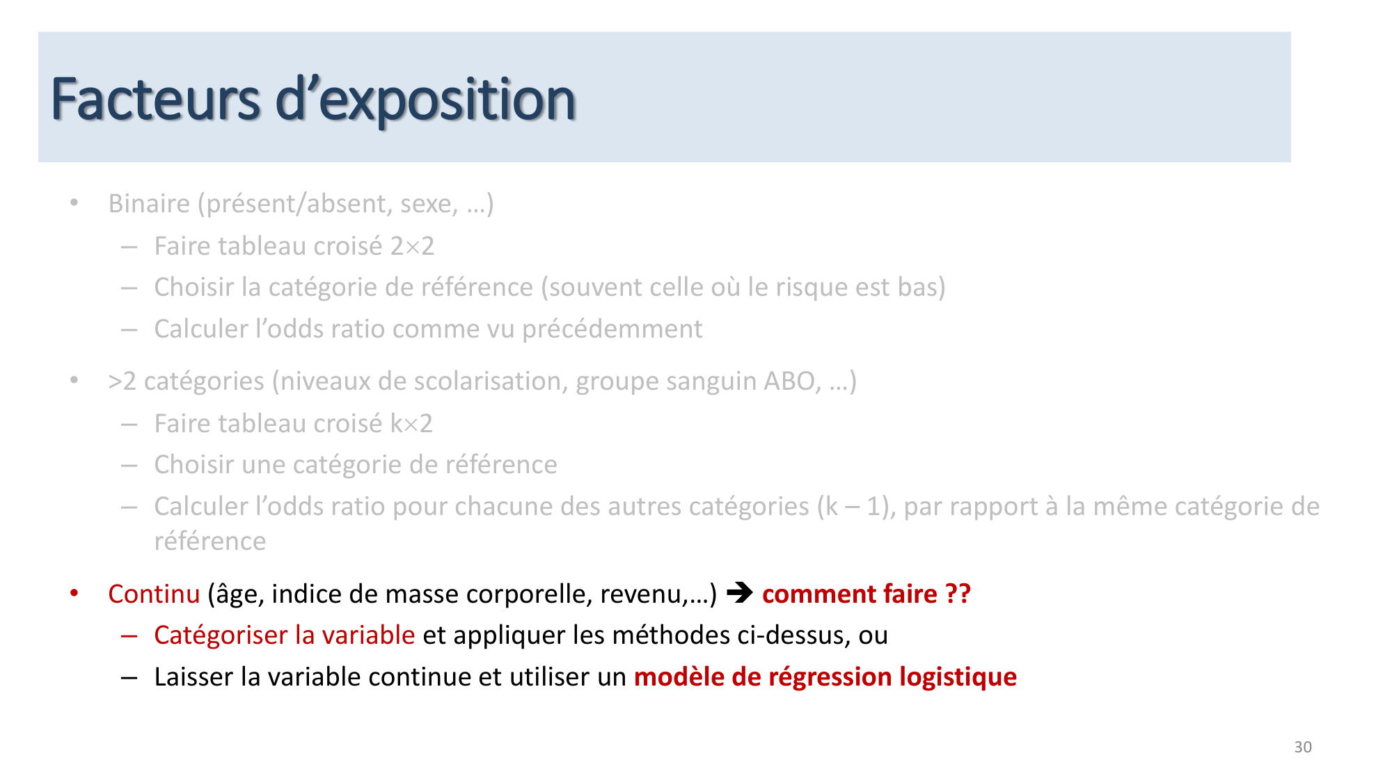 Statistiques pour médecins 12 cas témoins page 30
