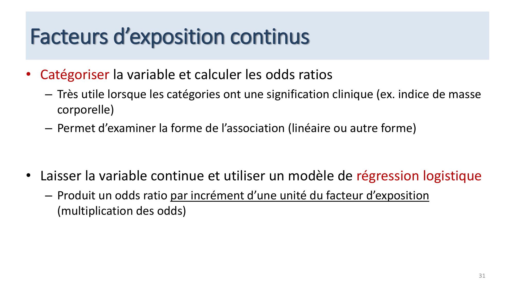 Statistiques pour médecins 12 cas témoins page 31