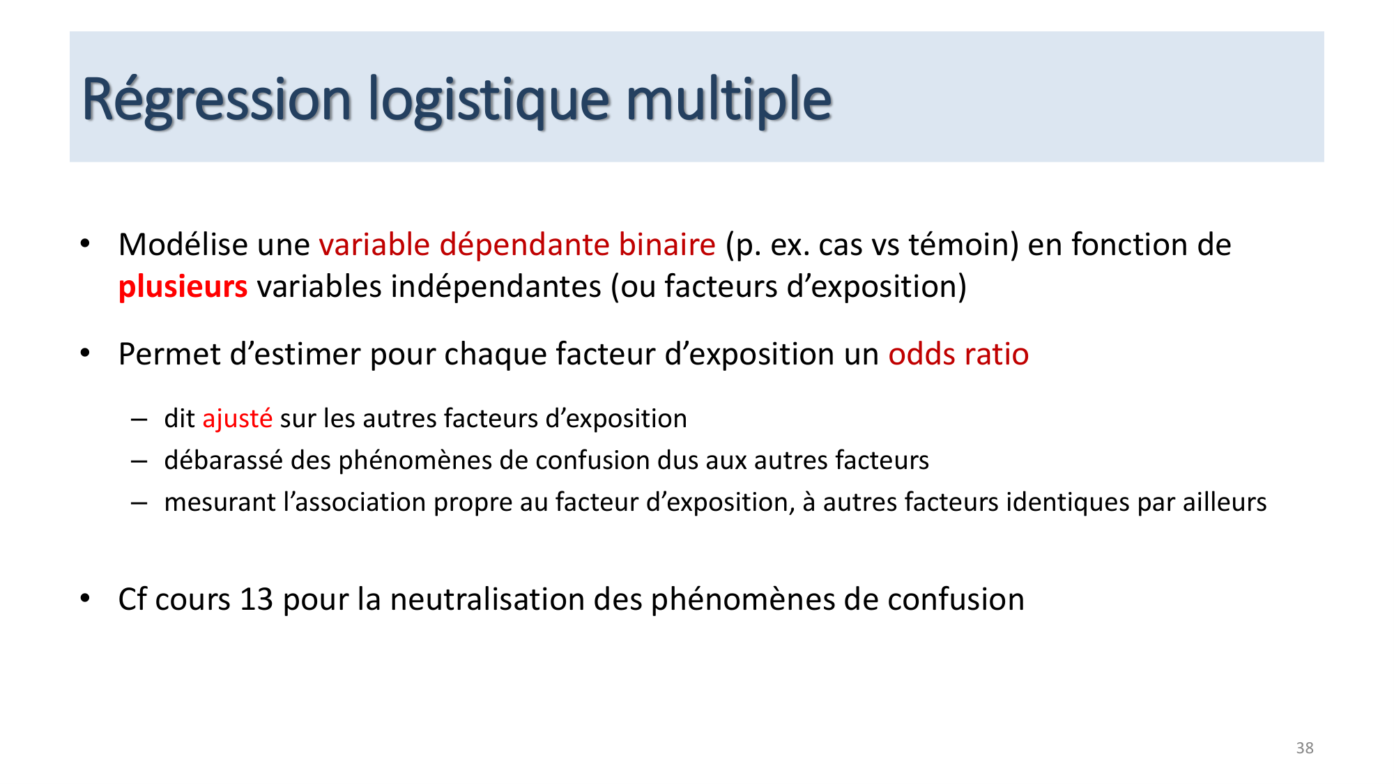 Statistiques pour médecins 12 cas témoins page 38
