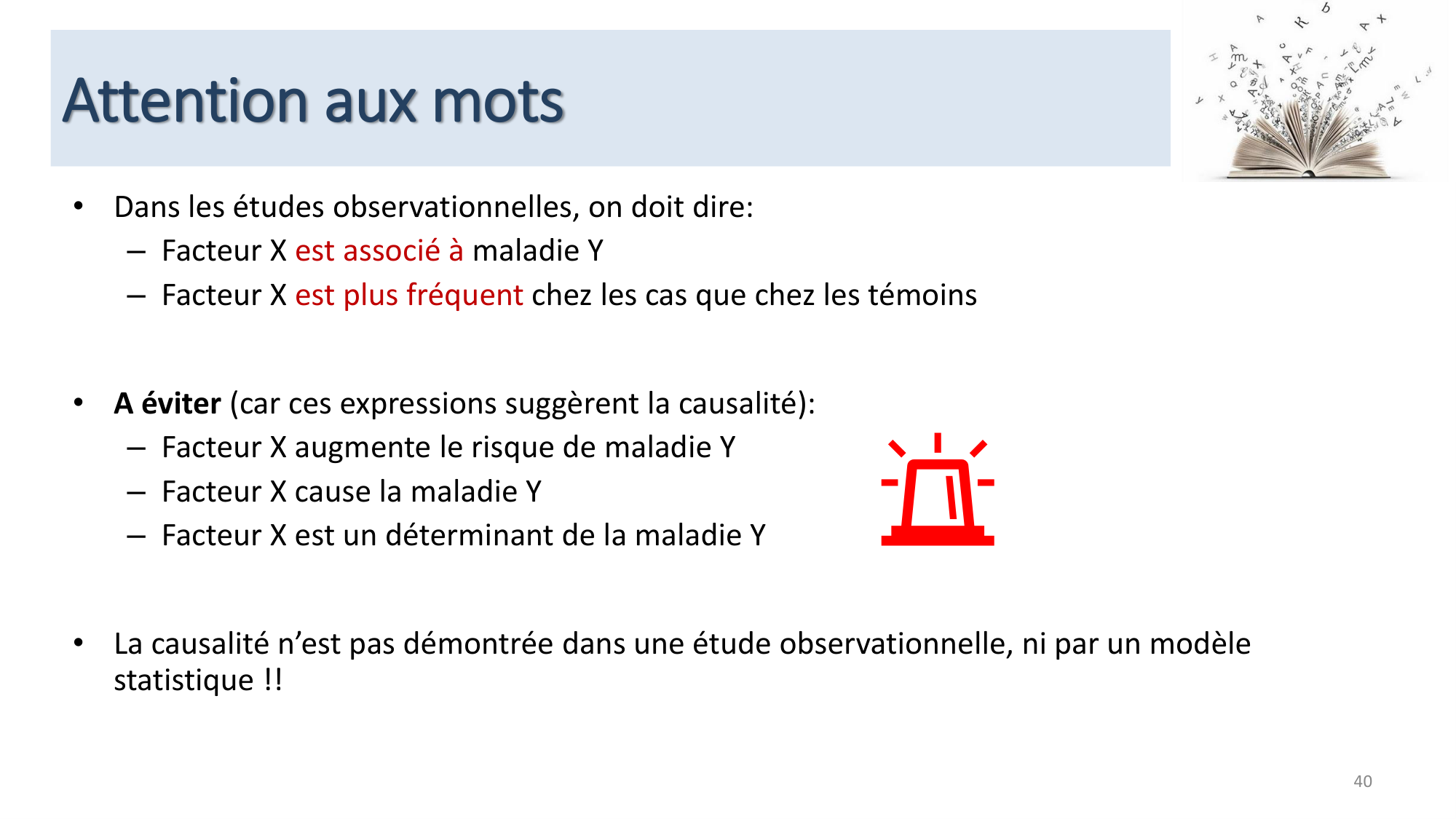 Statistiques pour médecins 12 cas témoins page 40