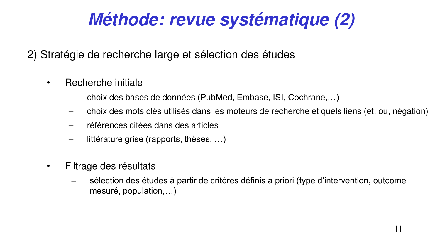 Statistiques pour médecins 14 revuesystematique page 11