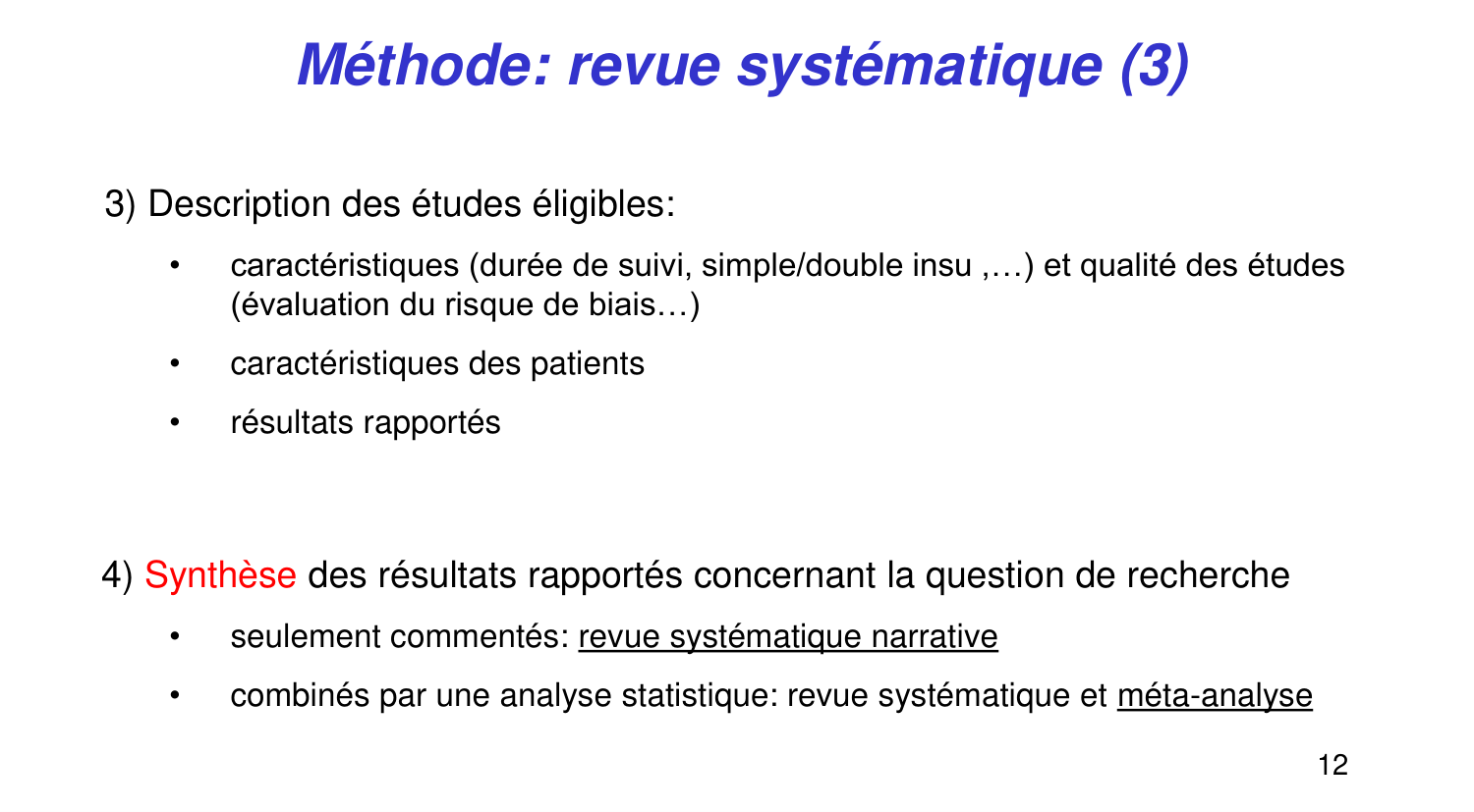 Statistiques pour médecins 14 revuesystematique page 12