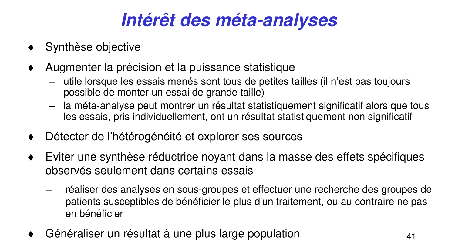 Statistiques pour médecins 14 revuesystematique page 41
