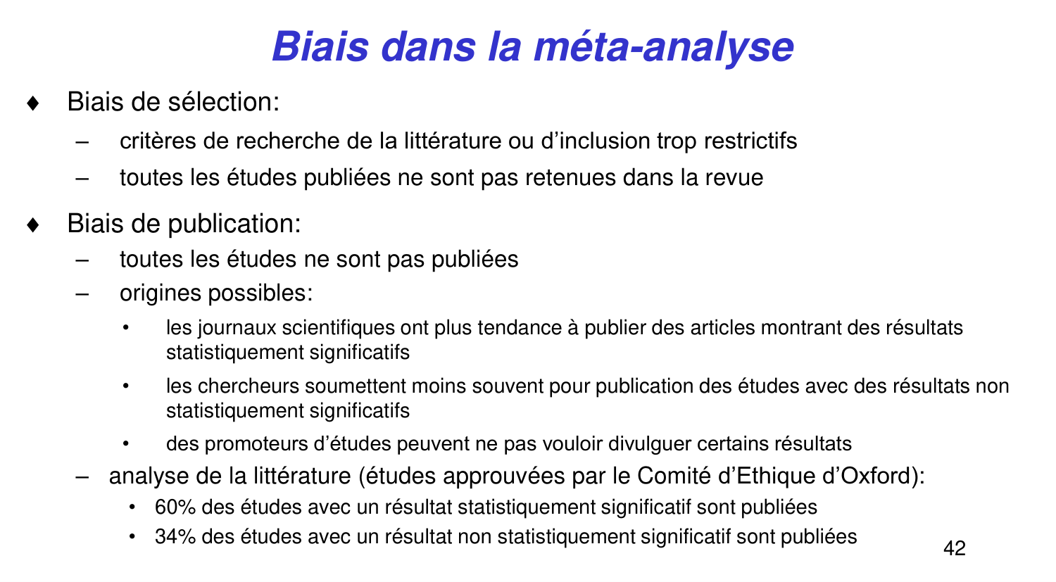 Statistiques pour médecins 14 revuesystematique page 42