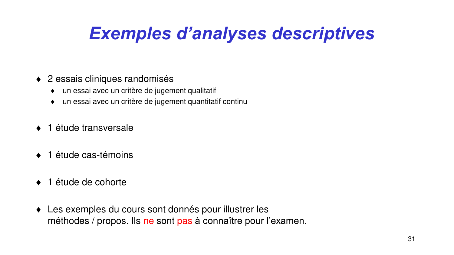 Statistiques pour médecins 2 statdescriptives page 31
