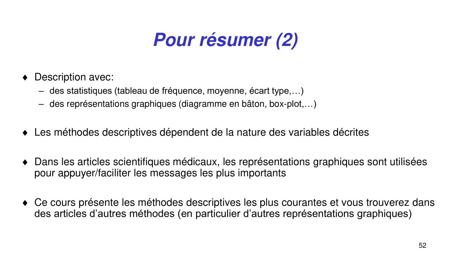 Statistiques pour médecins 2 statdescriptives page 52