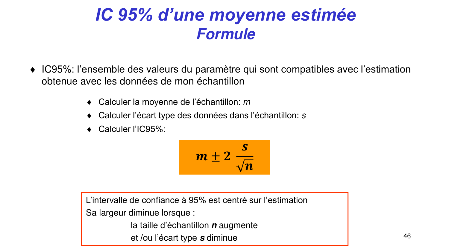 Statistiques pour médecins 3 estimation page 46