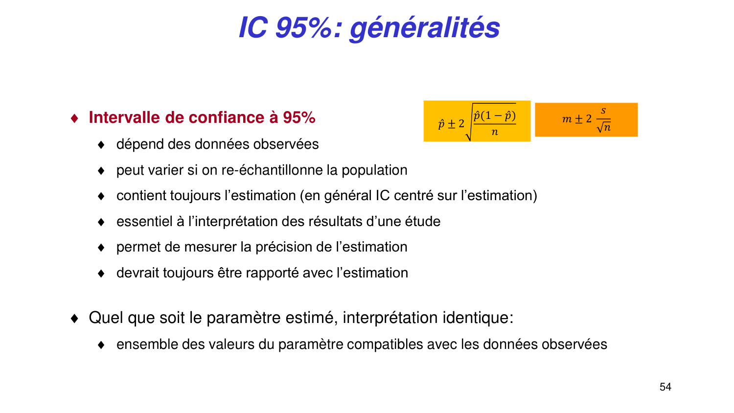 Statistiques pour médecins 3 estimation page 54