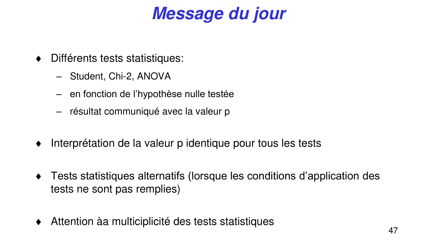 Statistiques pour médecins 5 testsstatistiques page 47