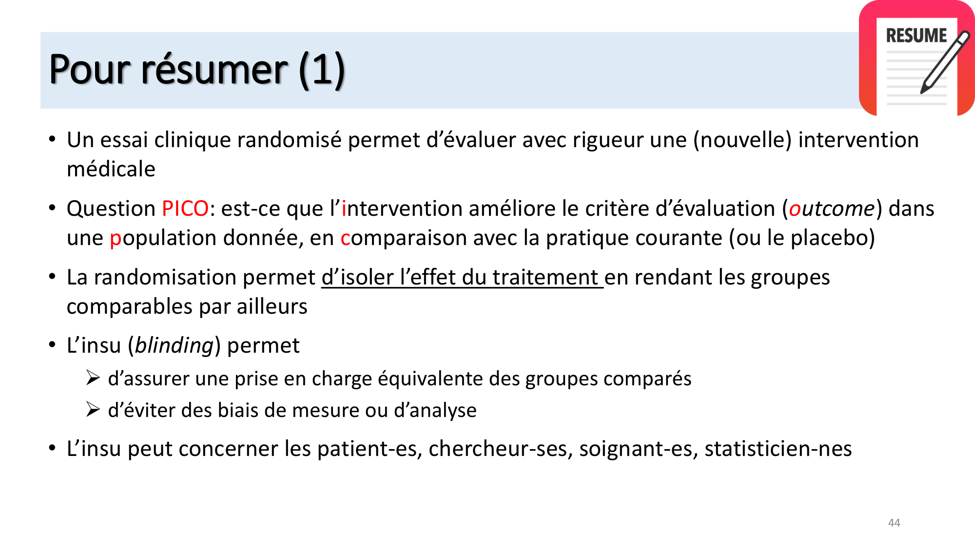 Statistiques pour médecins 7 Essais cliniques page 44