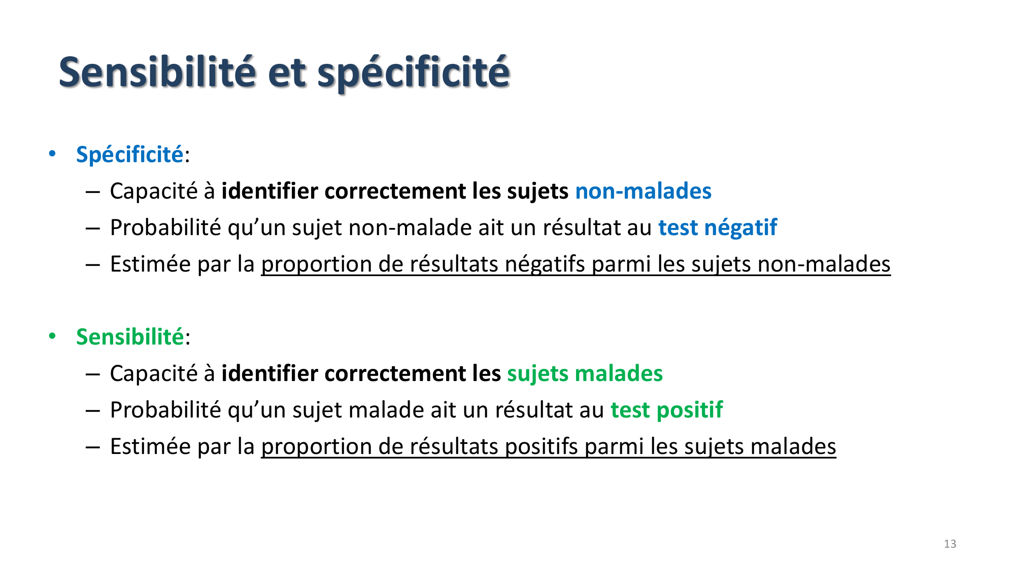 Statistiques pour médecins 9 test dx page 13