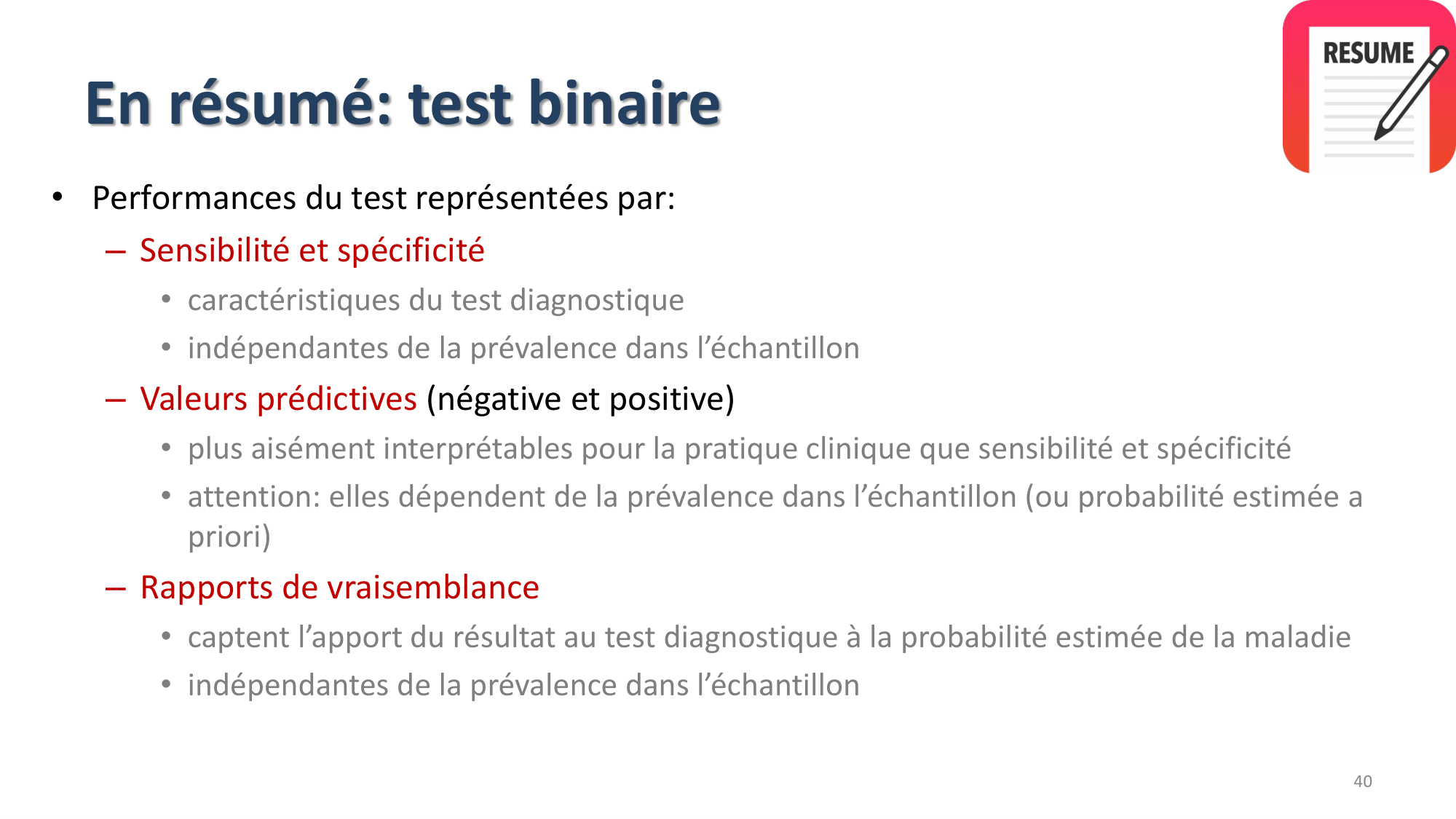 Statistiques pour médecins 9 test dx page 40