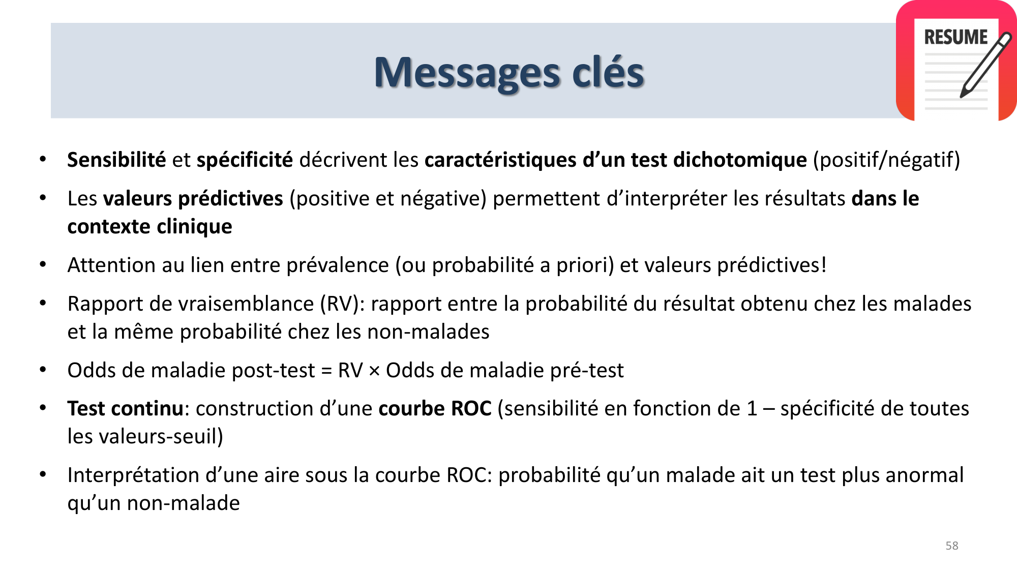 Statistiques pour médecins 9 test dx page 58