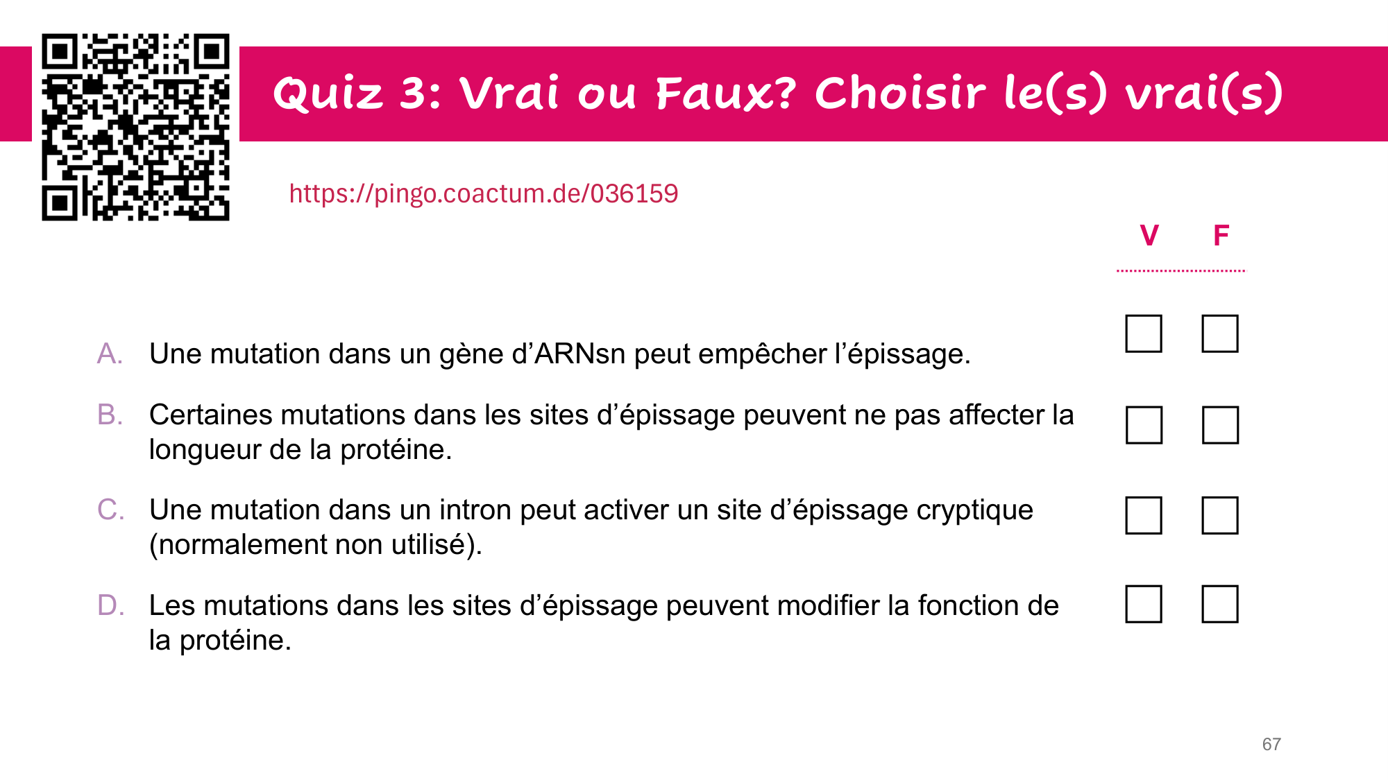 Cours 5 — ARN et transcription page 67