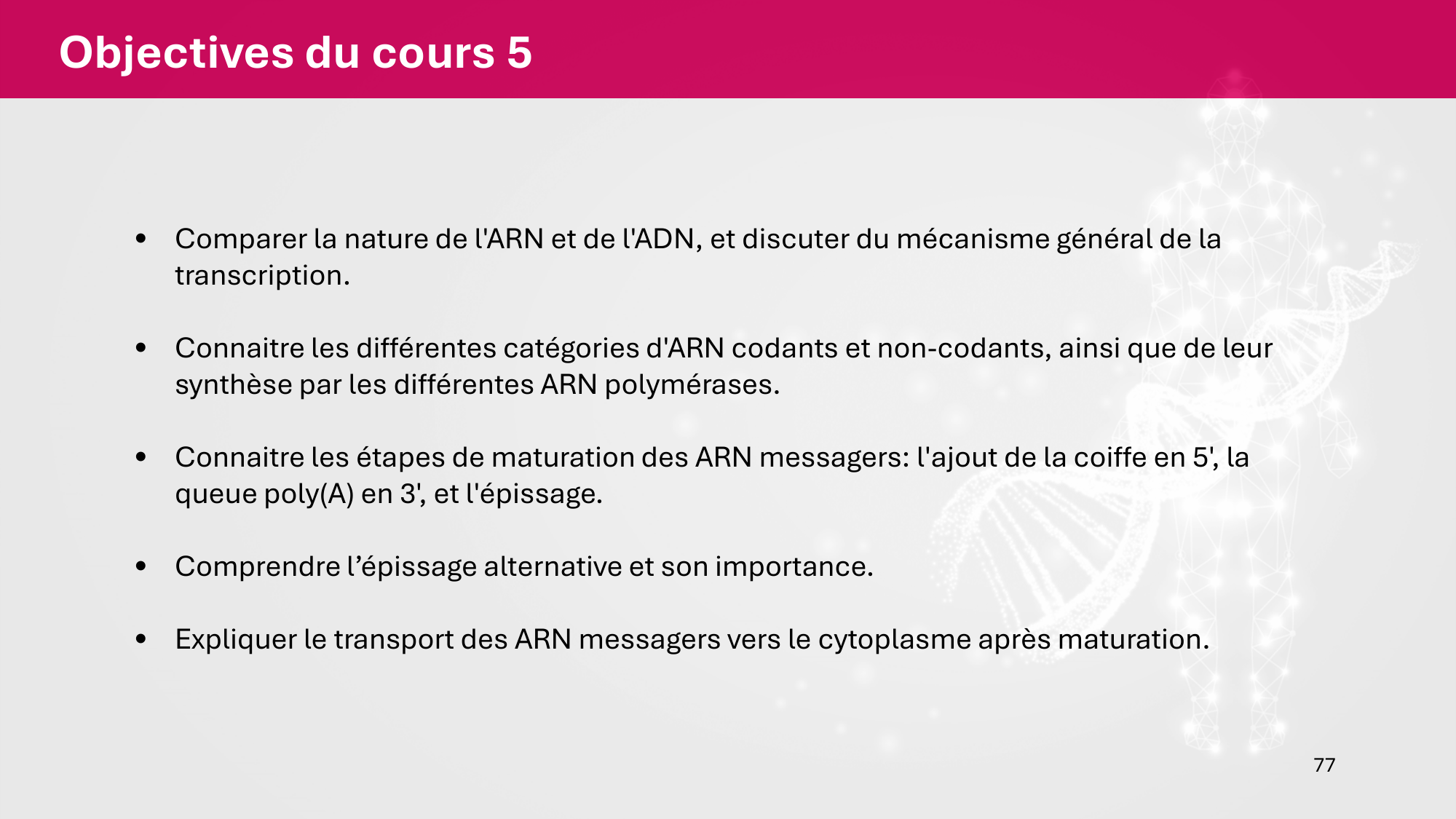 Cours 5 — ARN et transcription page 77