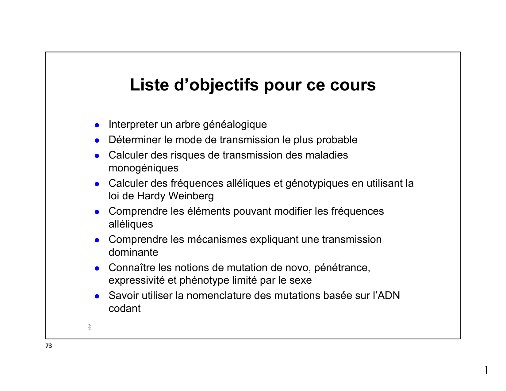Hérédité I — objectifs page 1