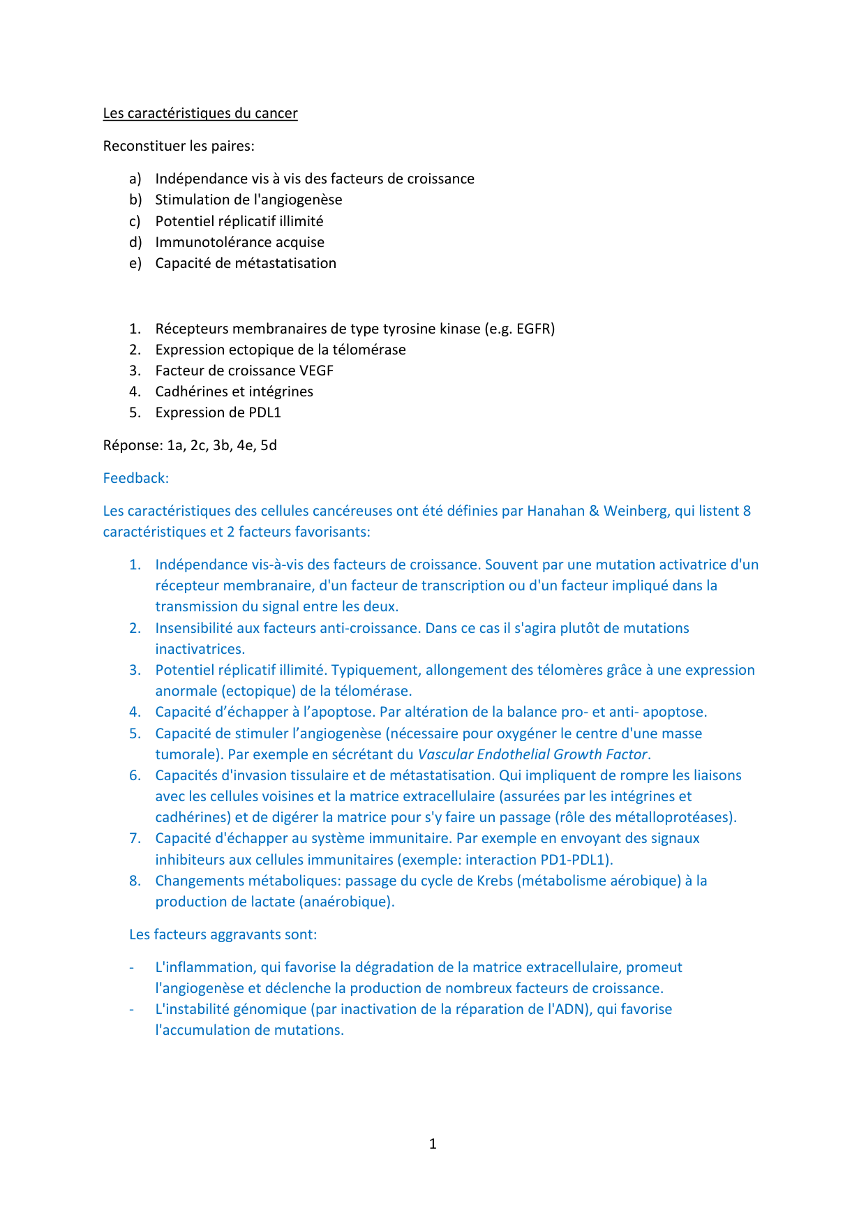 Auto-évaluation — avec réponses page 1