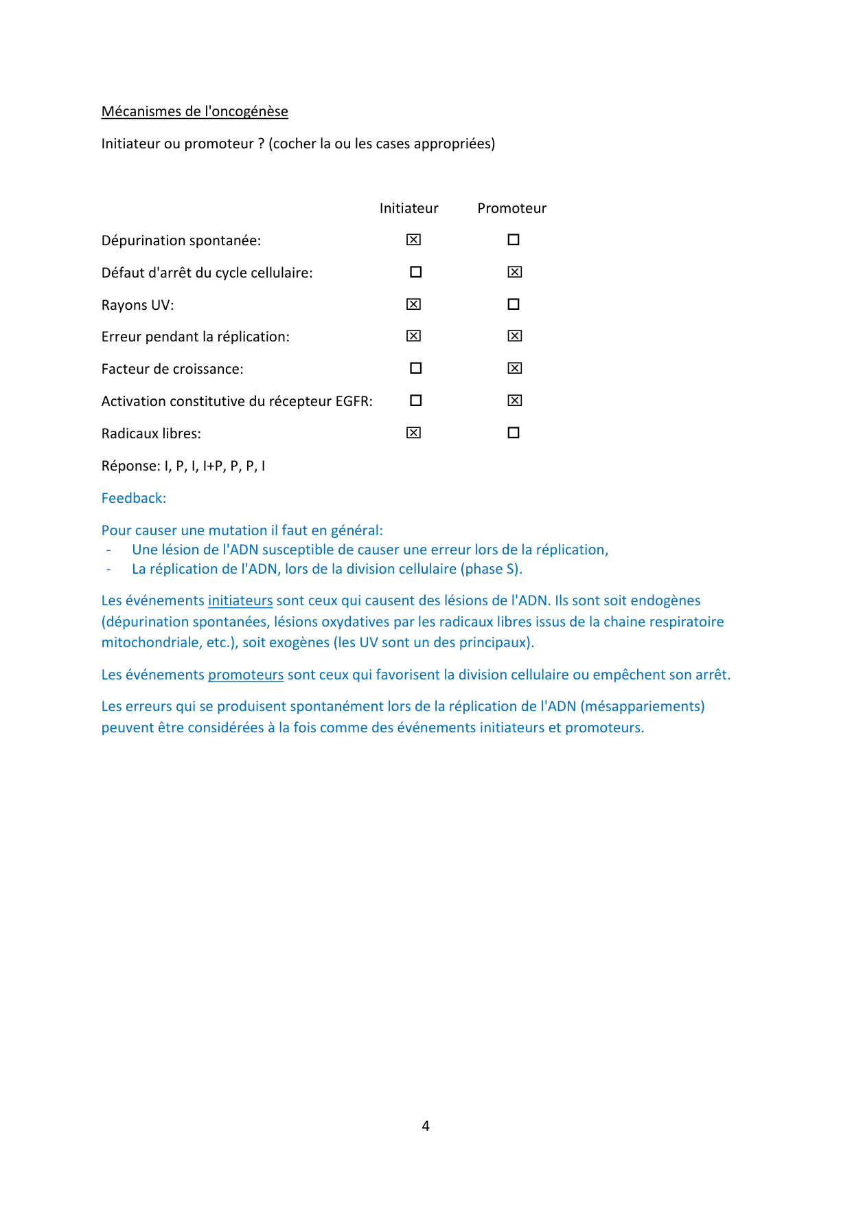 Auto-évaluation — avec réponses page 4