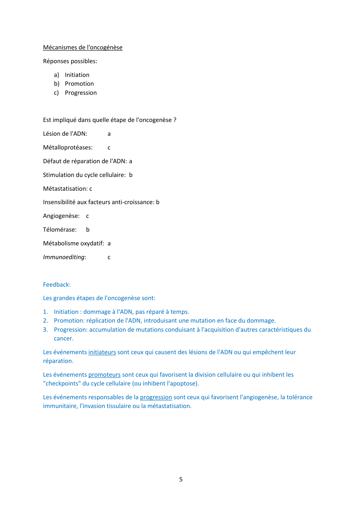 Auto-évaluation — avec réponses page 5