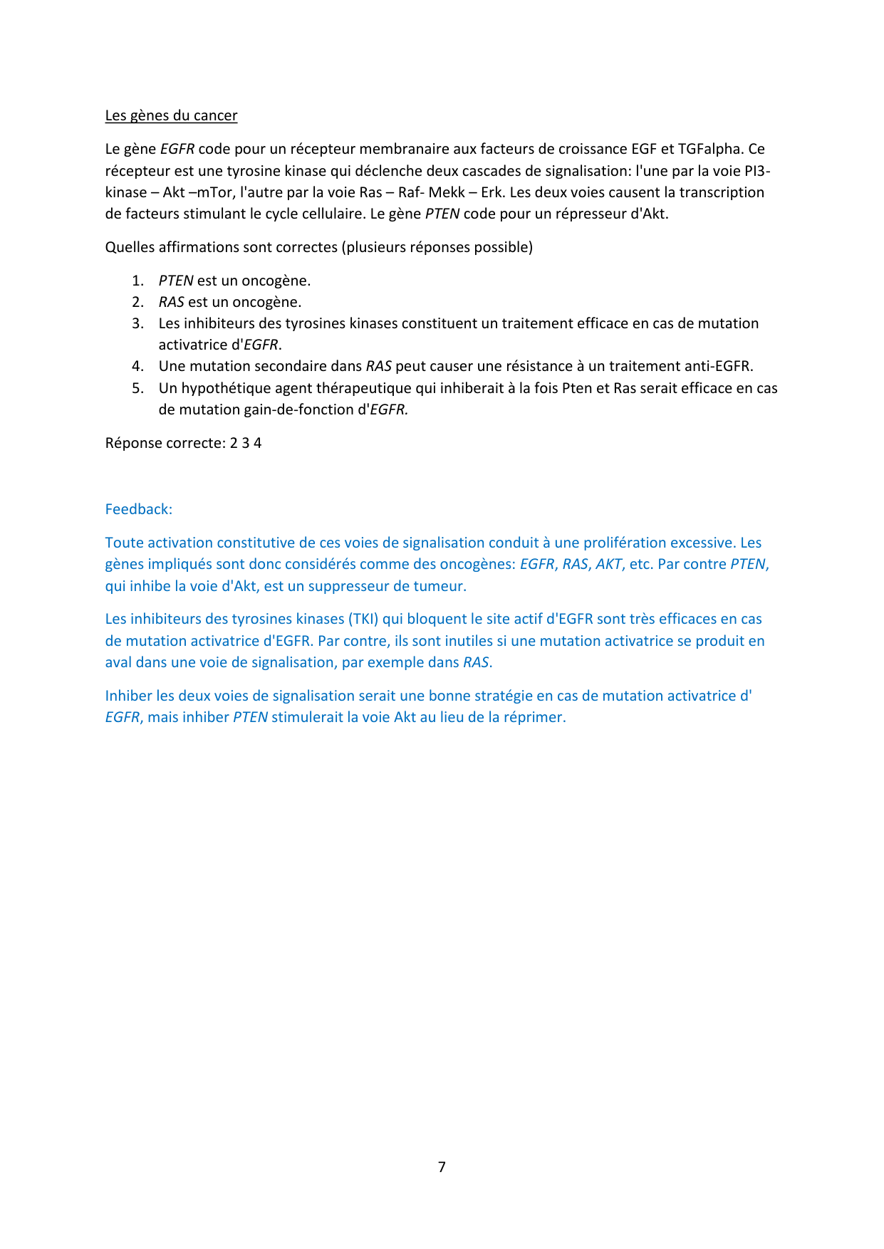 Auto-évaluation — avec réponses page 7