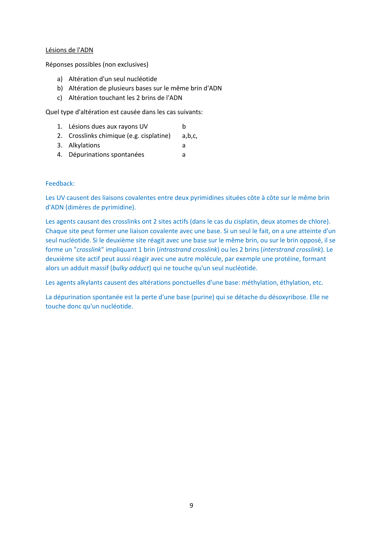 Auto-évaluation — avec réponses page 9
