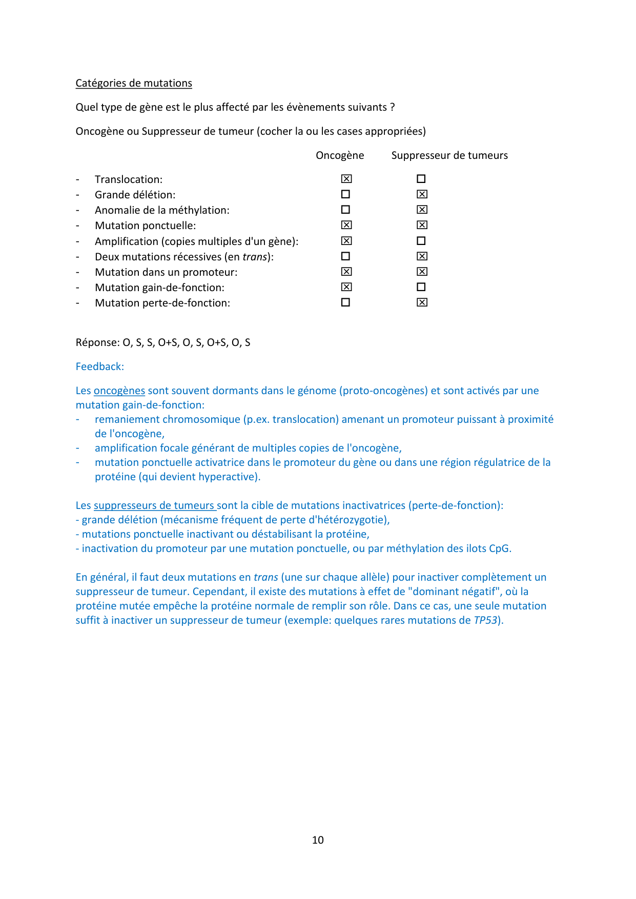 Auto-évaluation — avec réponses page 10
