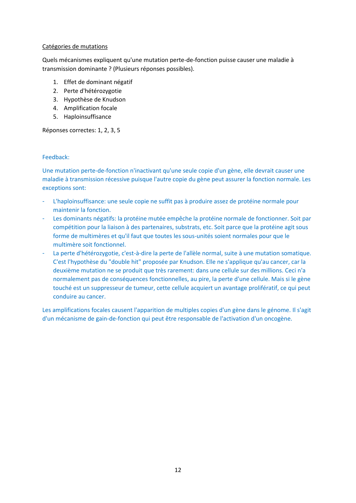 Auto-évaluation — avec réponses page 12