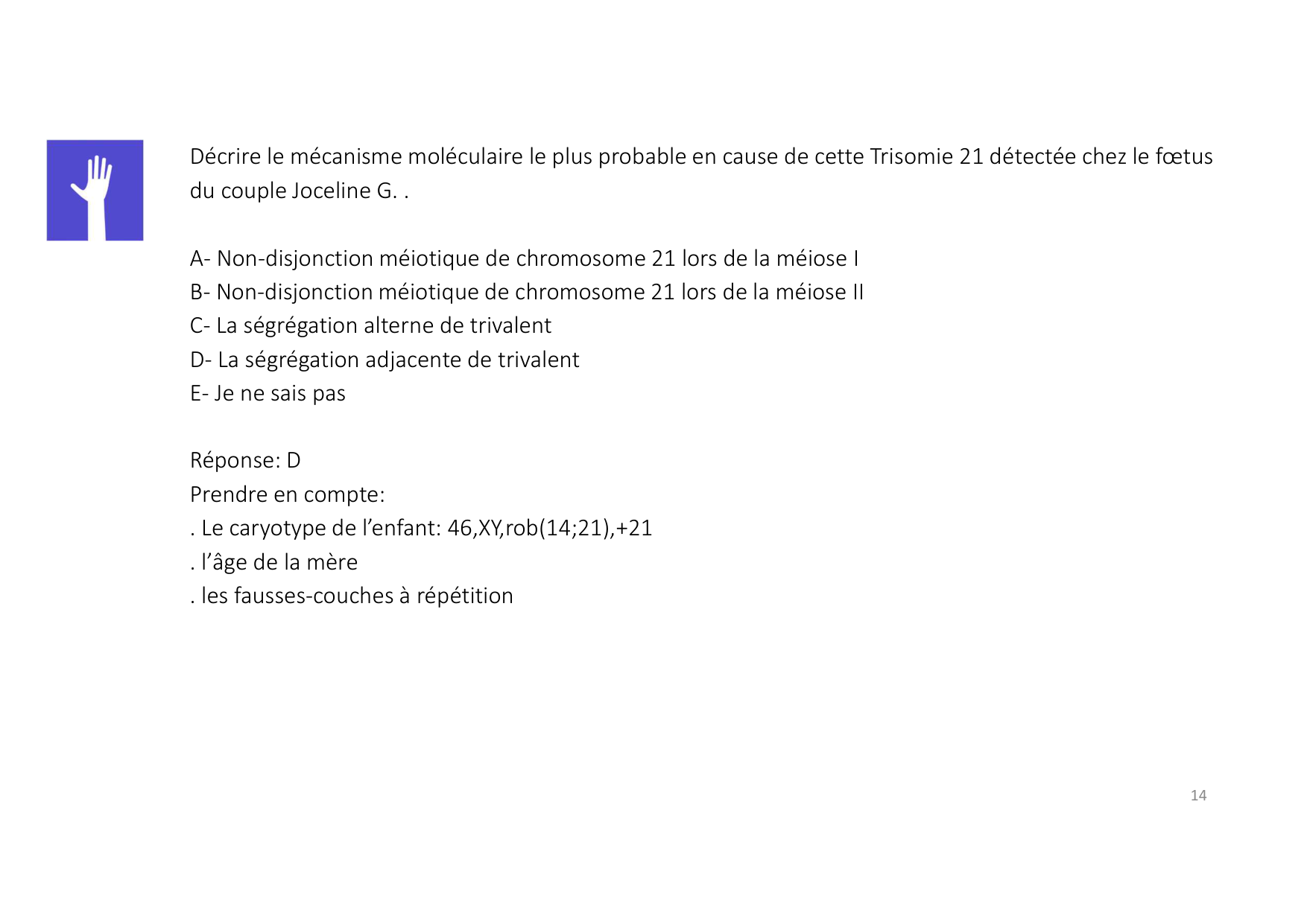 TD de génétique humaine · corrections page 14