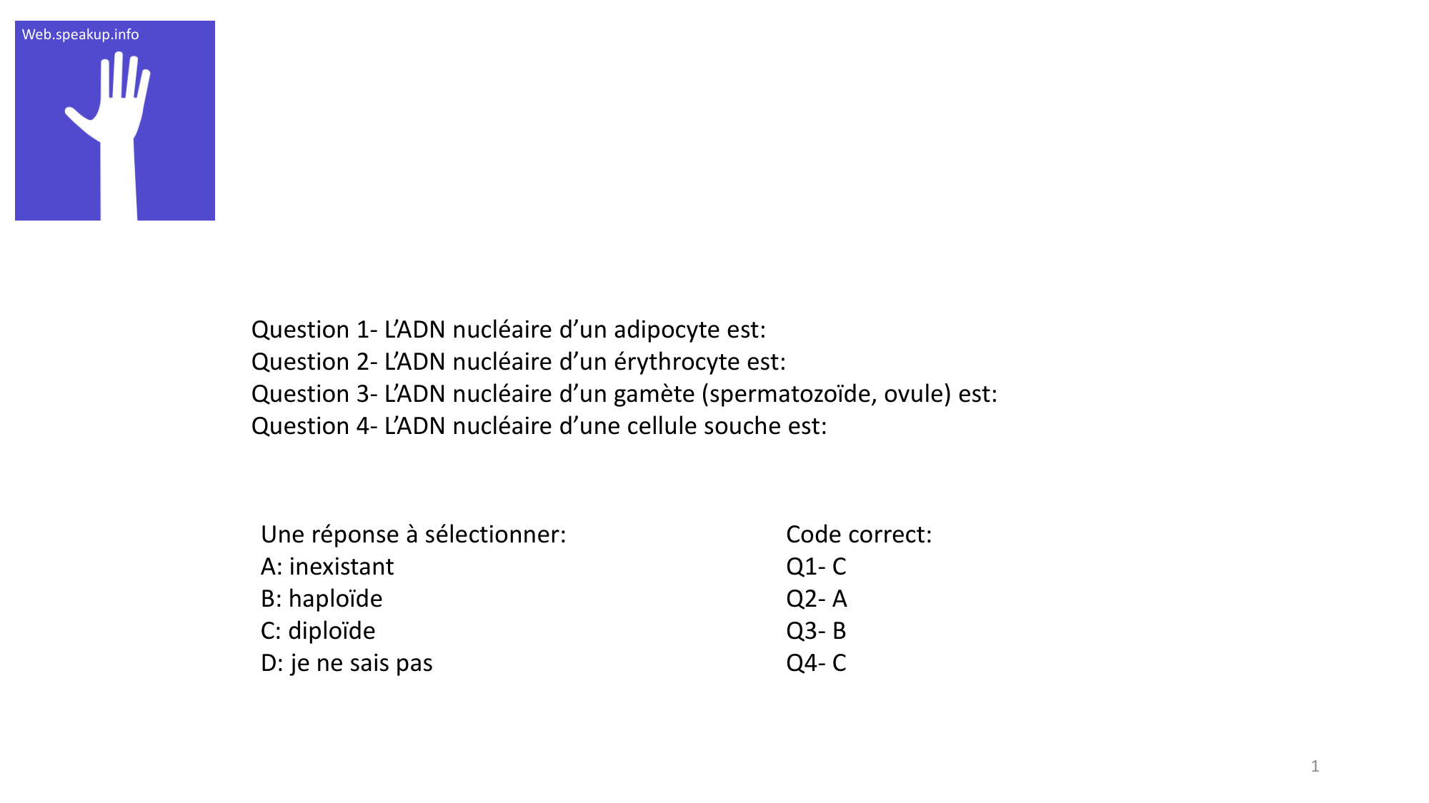 Génétique humaine — session 1 · corrections page 1