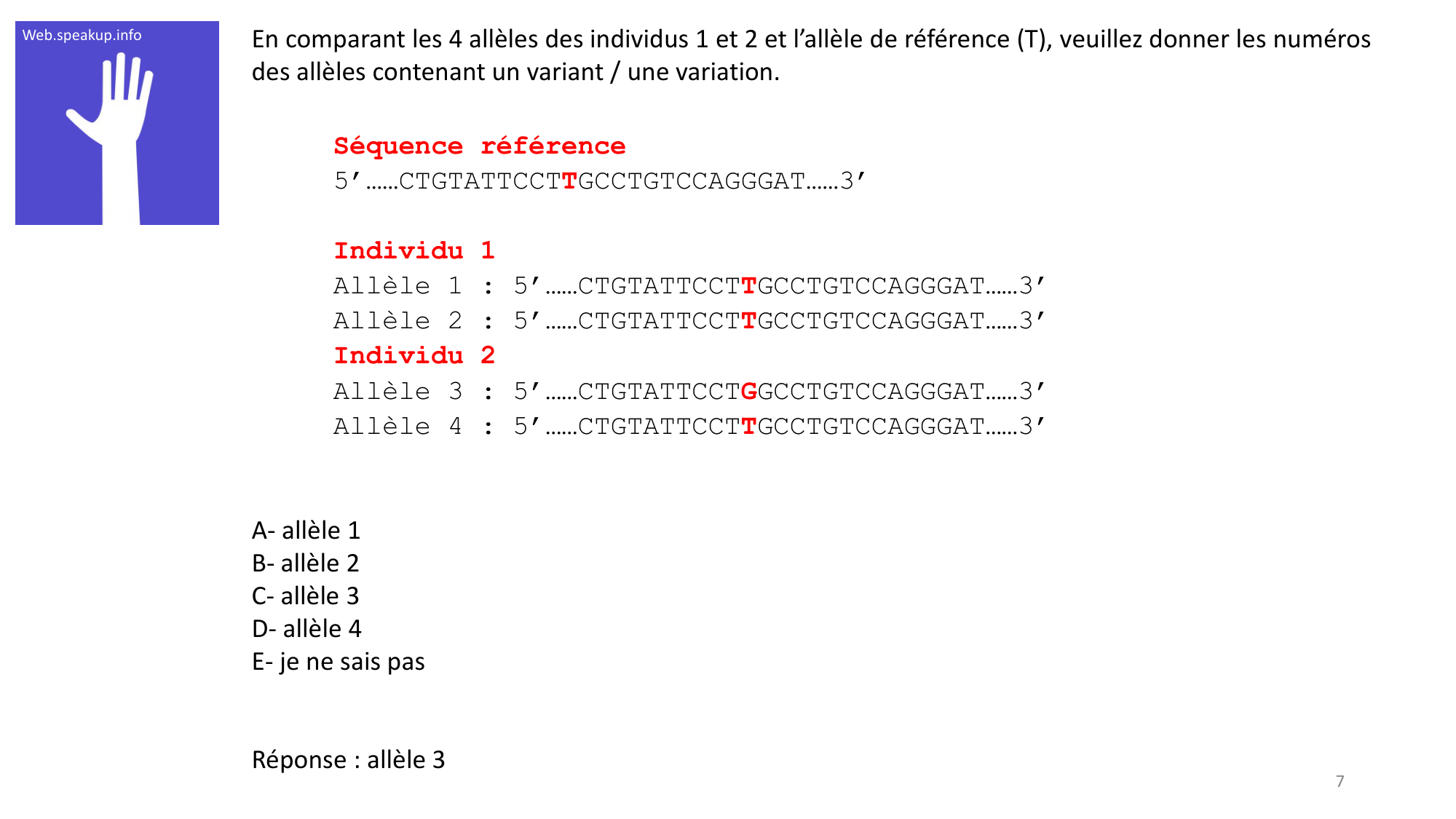 Génétique humaine — session 1 · corrections page 7