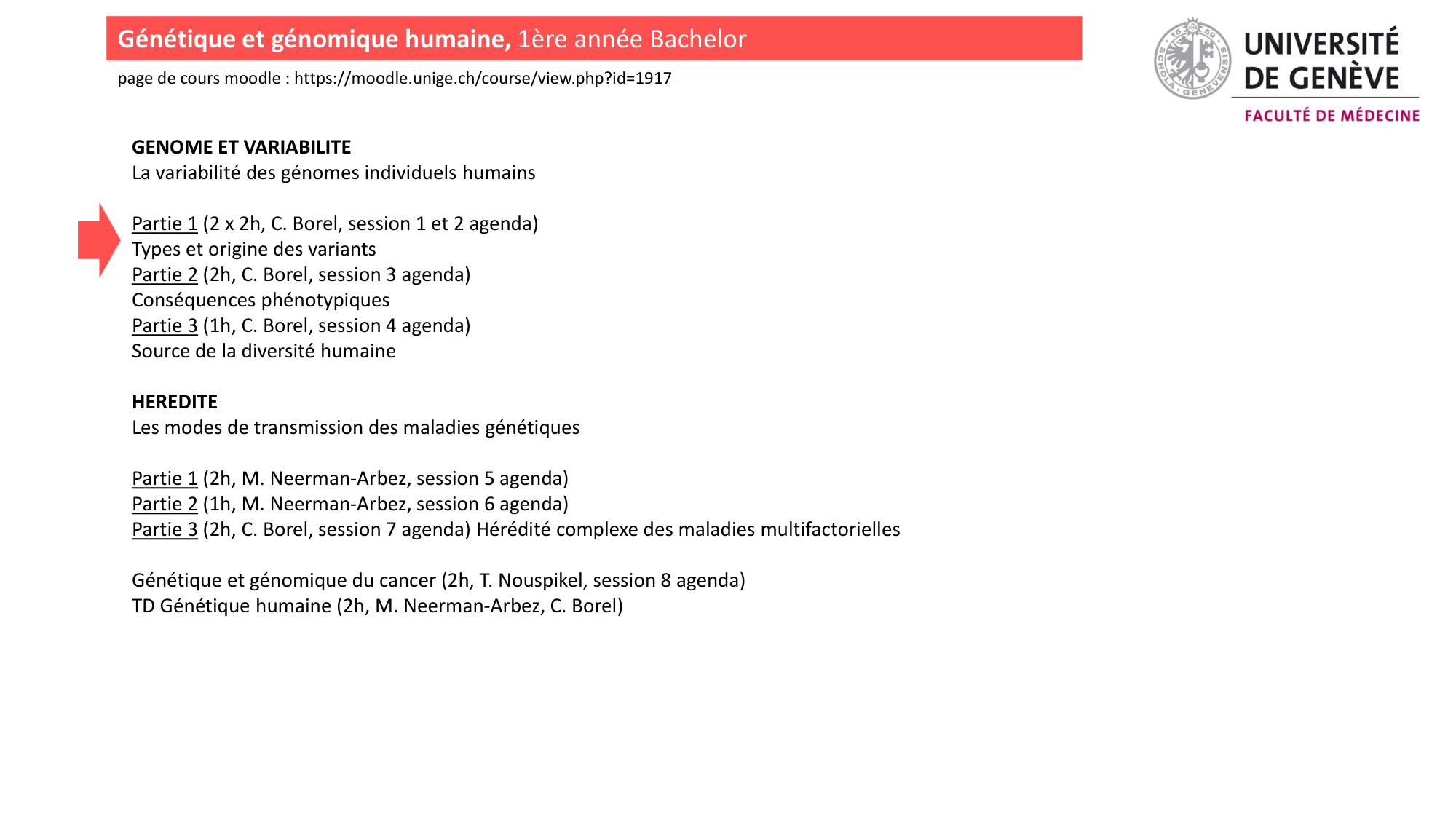 Génétique humaine — session 1 page 1