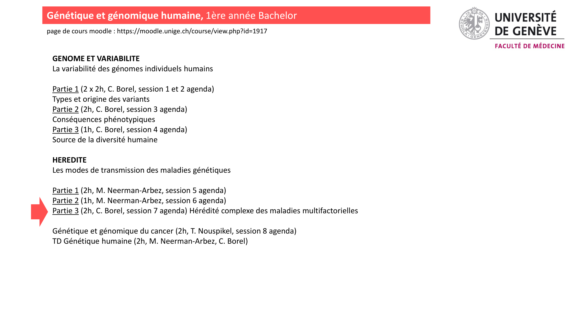 Génétique humaine — session 7 page 1