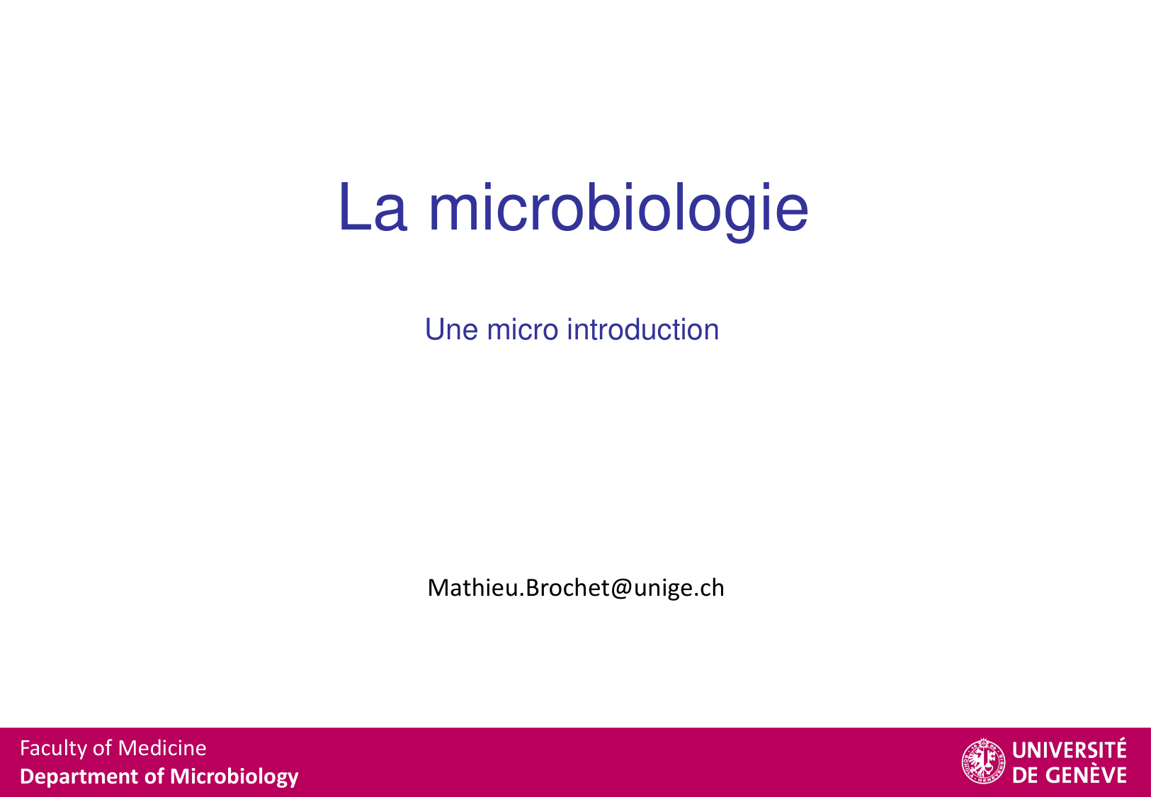 Introduction à la microbiologie — diapositives page 1