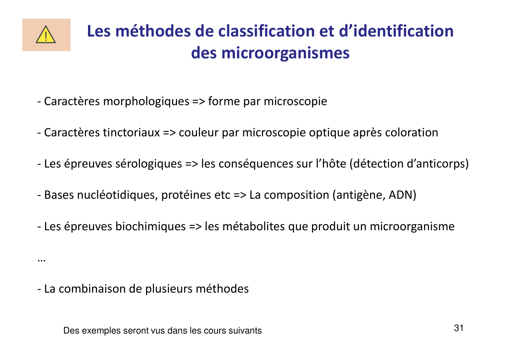 Introduction à la microbiologie — diapositives page 31