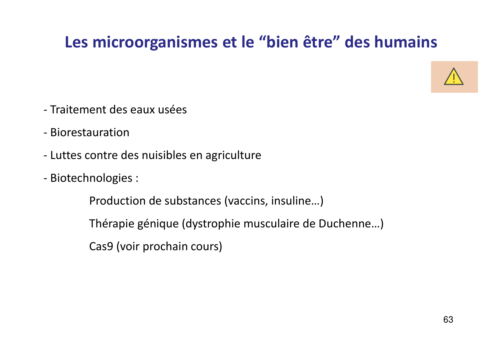 Introduction à la microbiologie — diapositives page 63