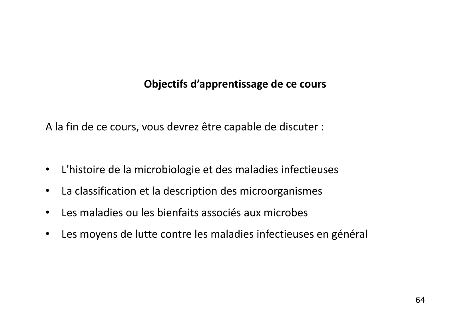 Introduction à la microbiologie — diapositives page 64